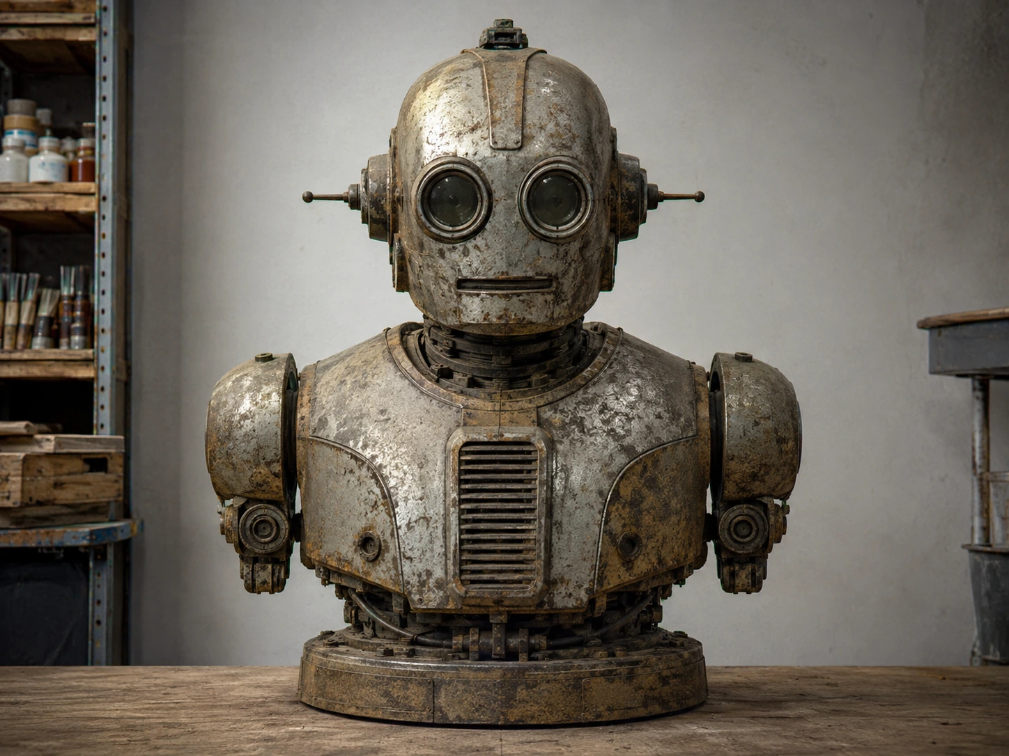 Objet de collection en métal avant nettoyage, oxydé et encrassé
